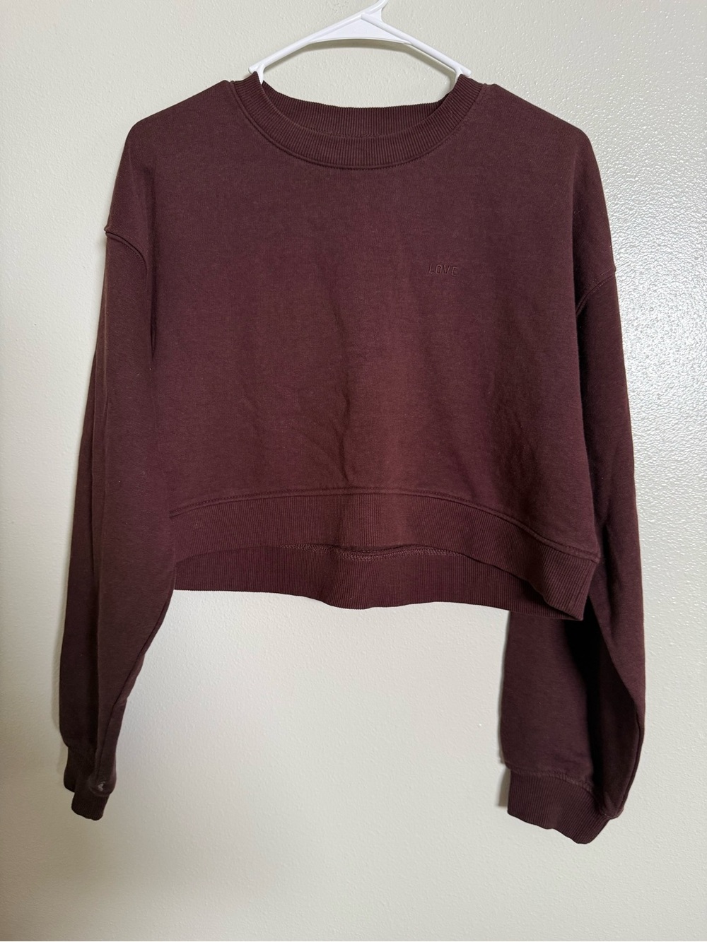 H&M Divided Maroon Cropped Crewneck Sweatshirt